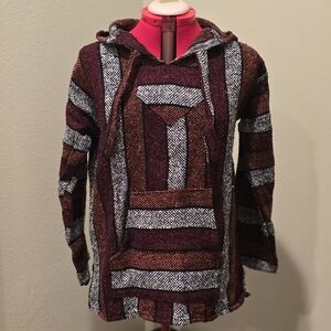 Cozy Baja skater hippie striped pullover hoodie